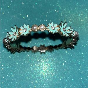 Floral Silver and Blue Bracelet